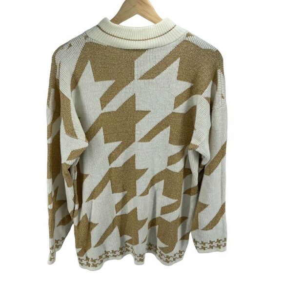 Vintage 80’s Dana Scott Women’s Boxy Fit Pullover Sweater White Gold Large - Picture 4 of 8
